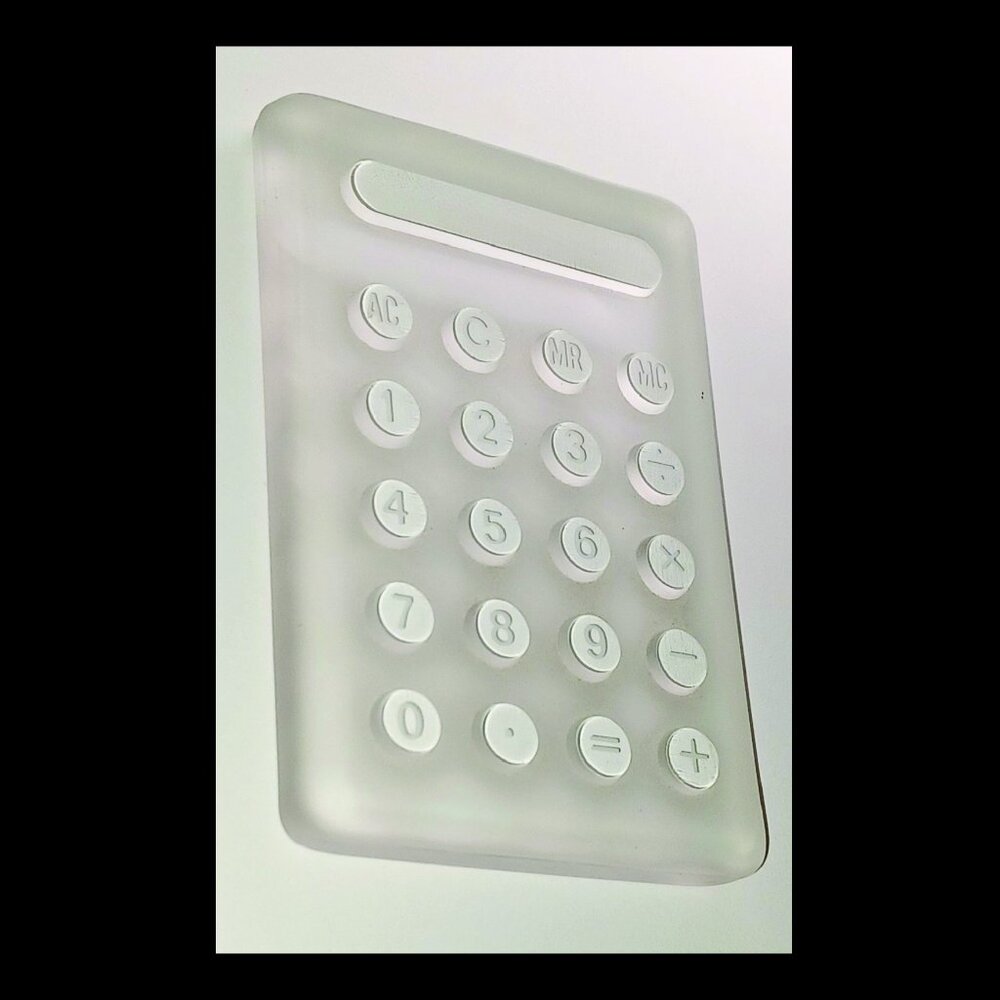 Crystal Glass Calculator Paperweight - Vintage